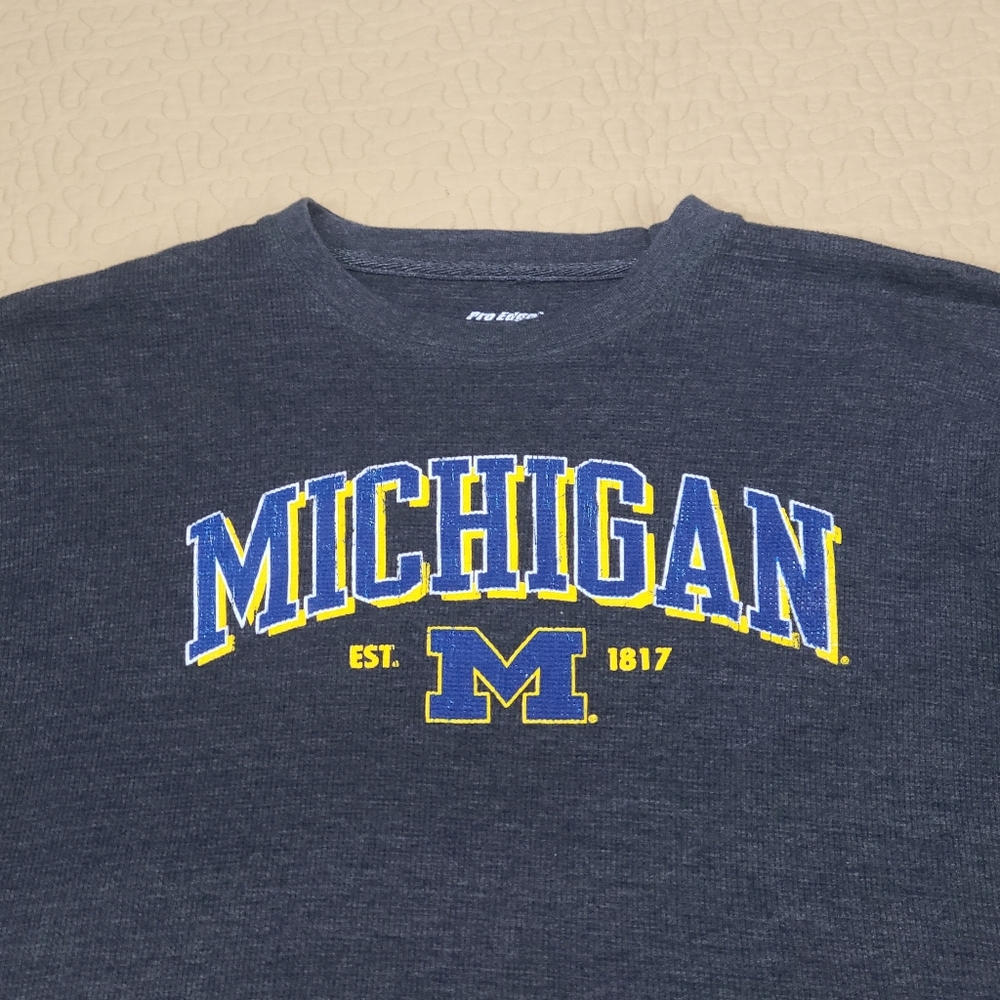 Pro Edge Men's Navy Michigan Long Sleeve Tee